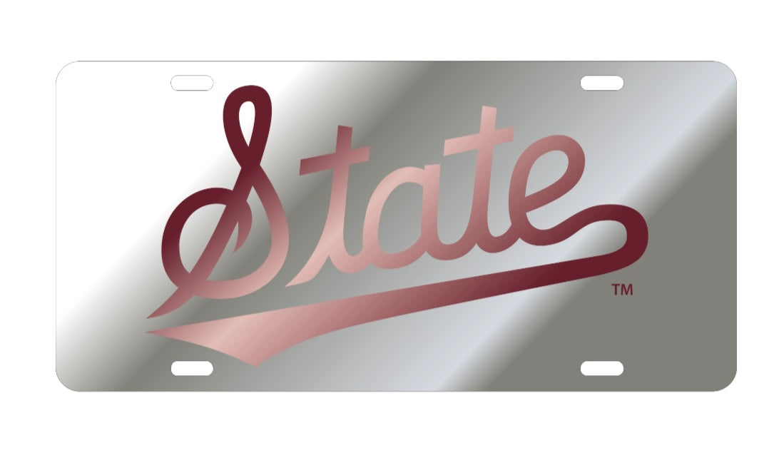 Mississippi State Mirrored State Script Car Tag