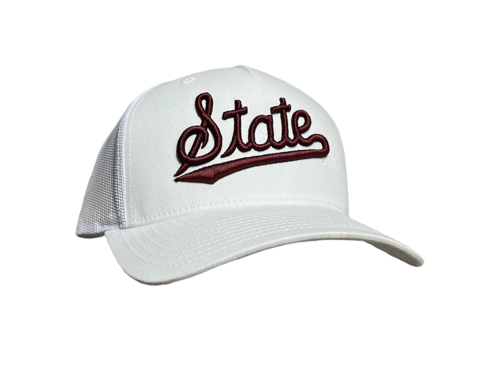 Richardson Mississippi State White Puff Hat with State Script