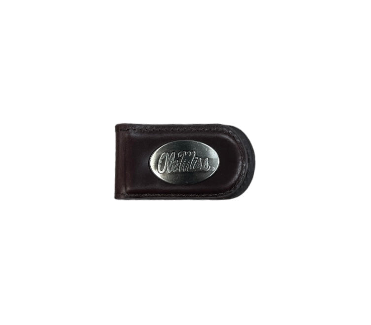 Zep-Pro Ole Miss Brown Leather Magnetic Money Clip