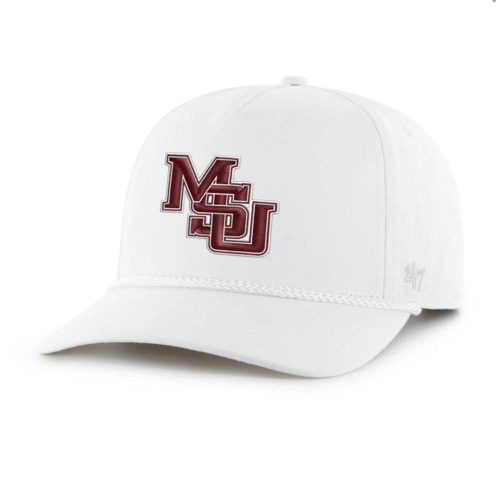 47 Brand Hitch Cap-White Interlocking MSU