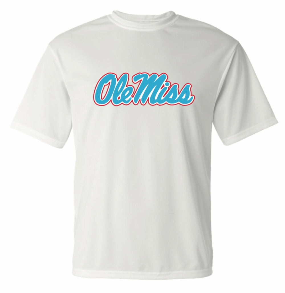 Ole Miss Youth C2 Sport Dri Fit Tee- Powder Blue Script