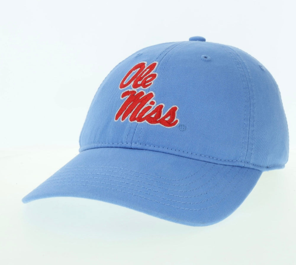 Legacy Youth Powder Blue Hat with Ole Miss Stack Script