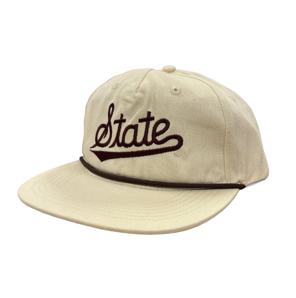 Speckle Bellies State Script Cream Rope Cap