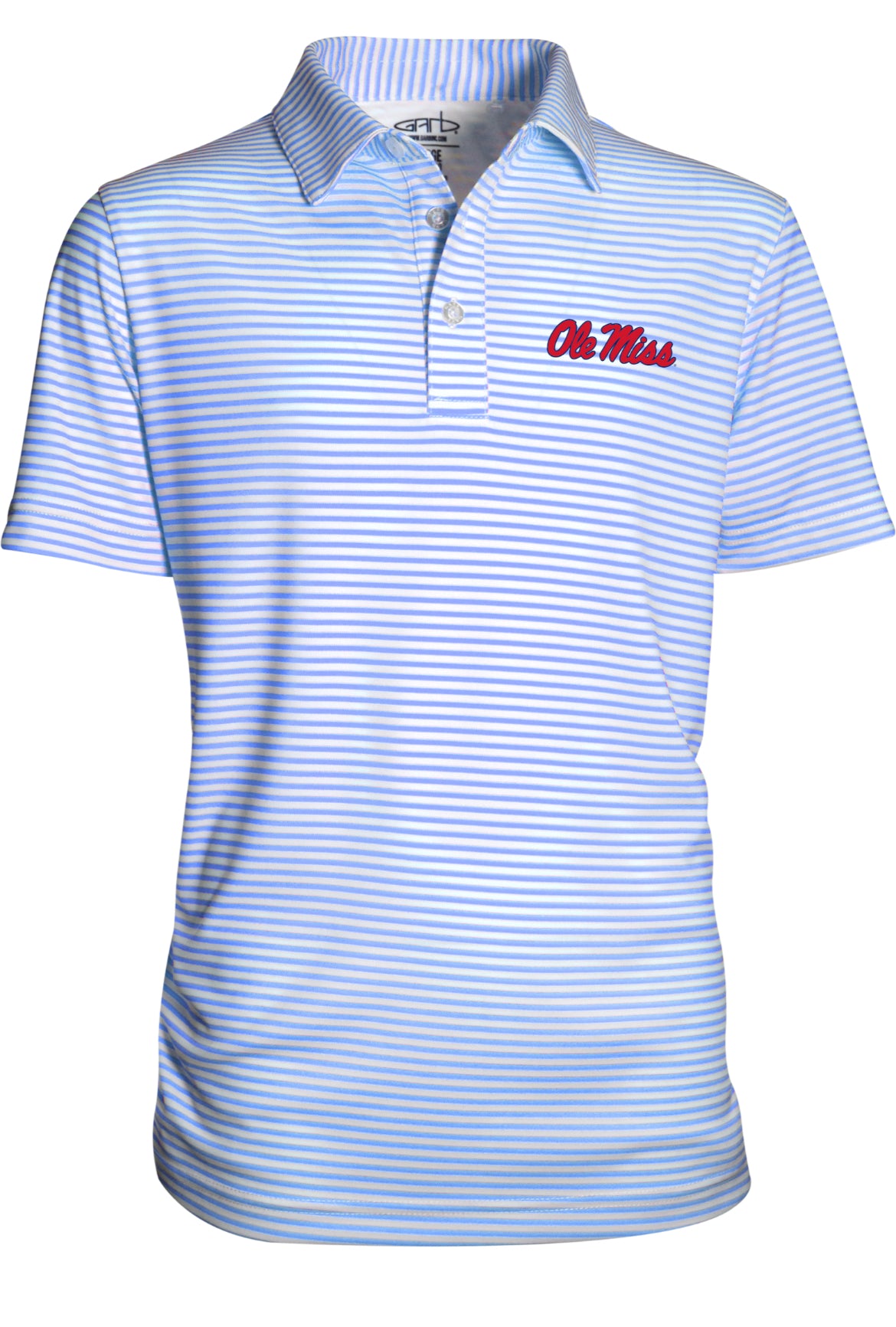 Garb Carson Kids Ole Miss Polo - Baby Blue/White Stripes