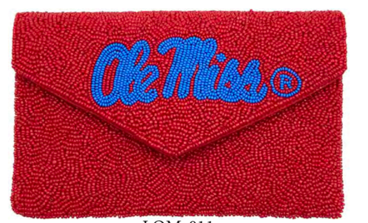 Red Ole Miss Mini Crossbody Beaded Bag