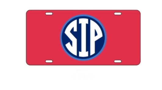 SIP Logo Red License Plate