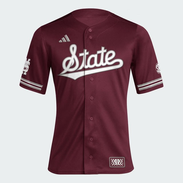 Adidas Mississippi State Adult Baseball Jersey - Maroon