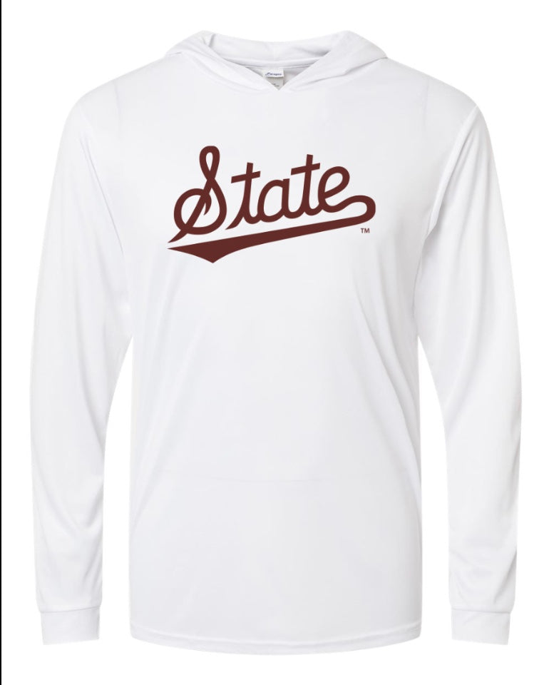 Youth State Dri-Fit Hoodie - White with State Script