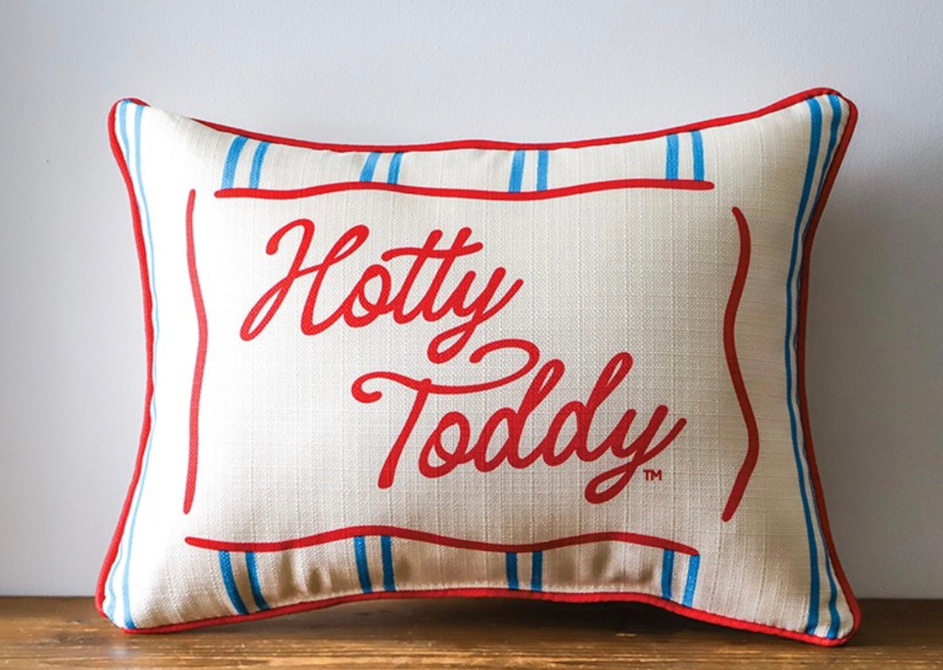 Little Birdie Hotty Toddy Collegiate Stripe Pillow with Red Piping