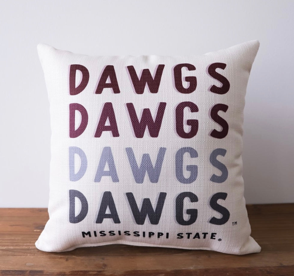 Little Birdie Mississippi State Gradient DAWGS Pillow
