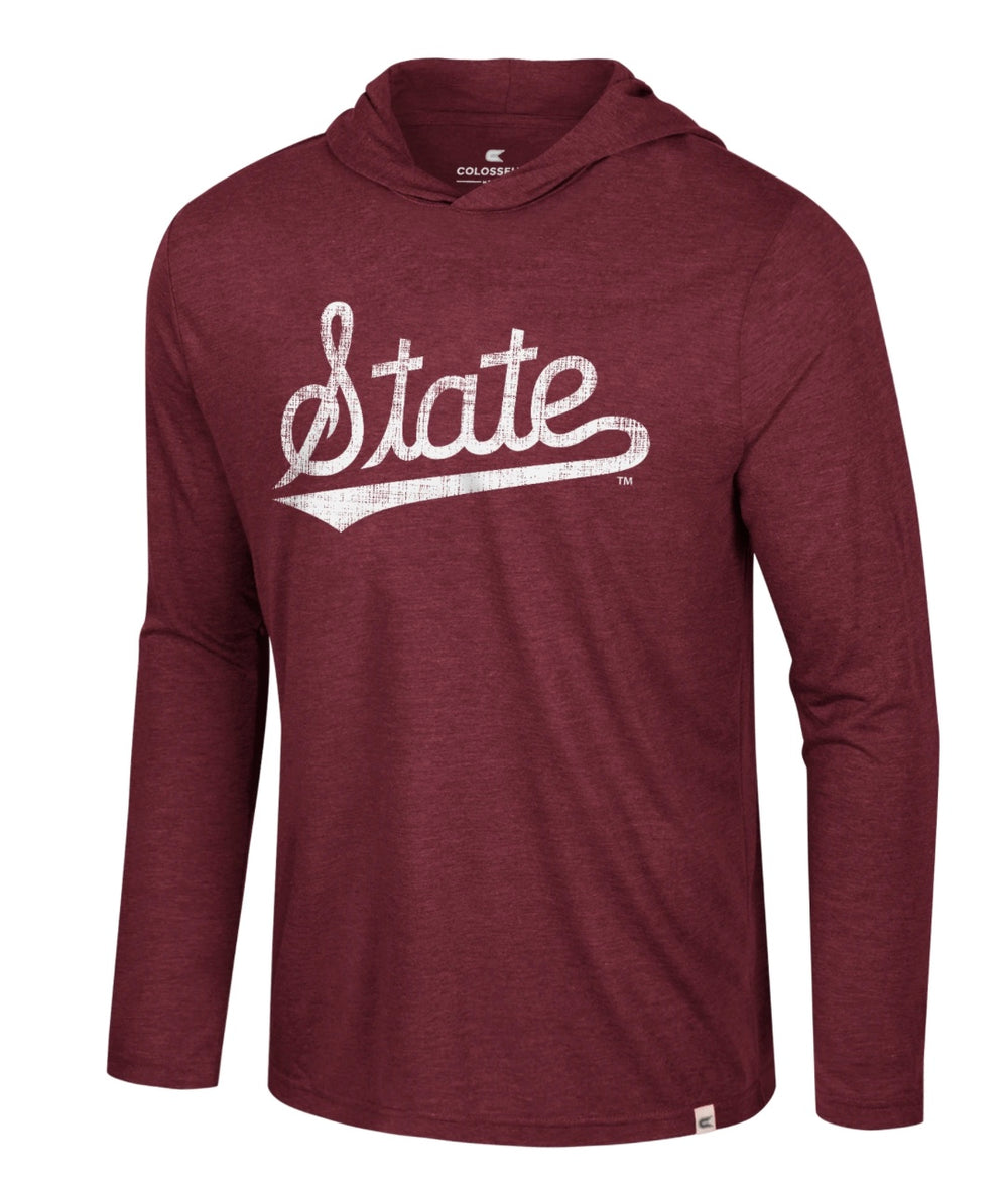 Colosseum Heather Maroon Hoodie Tee with State Script