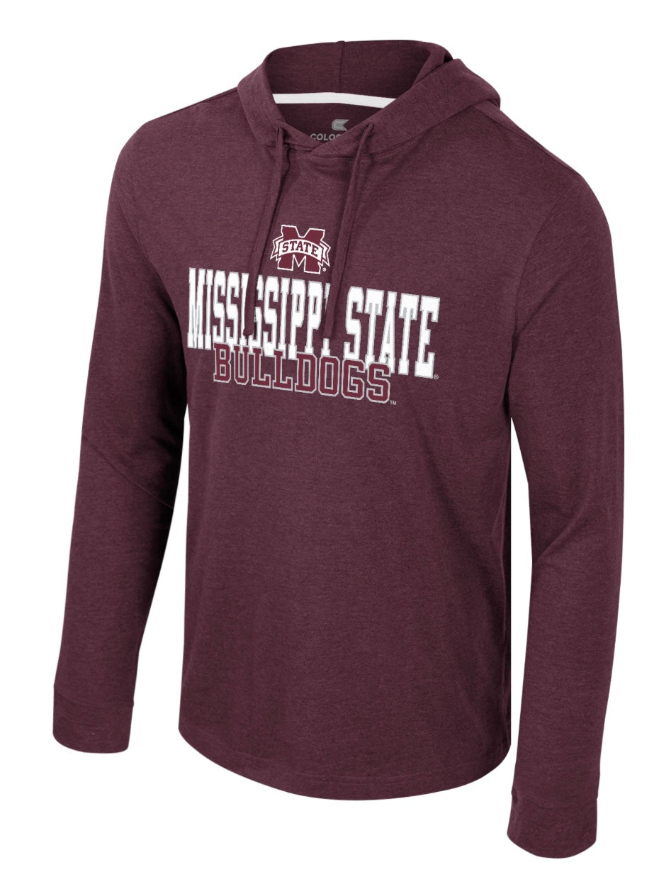 Colosseum Heather Maroon Neo Long sleeve Hooded Tee