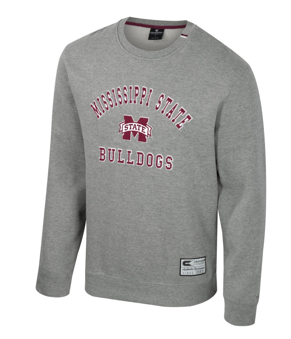 Colosseum Mississippi State Gray Crew Neck Sweatshirt