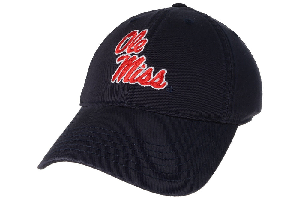 Legacy Youth Ole Miss Hat Navy with Red Ole Miss Script