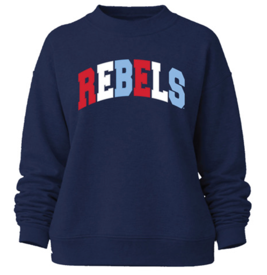 Camp David Ole Miss "Monroe" Mock Sweatshirt - Navy with Multi Color REBELS