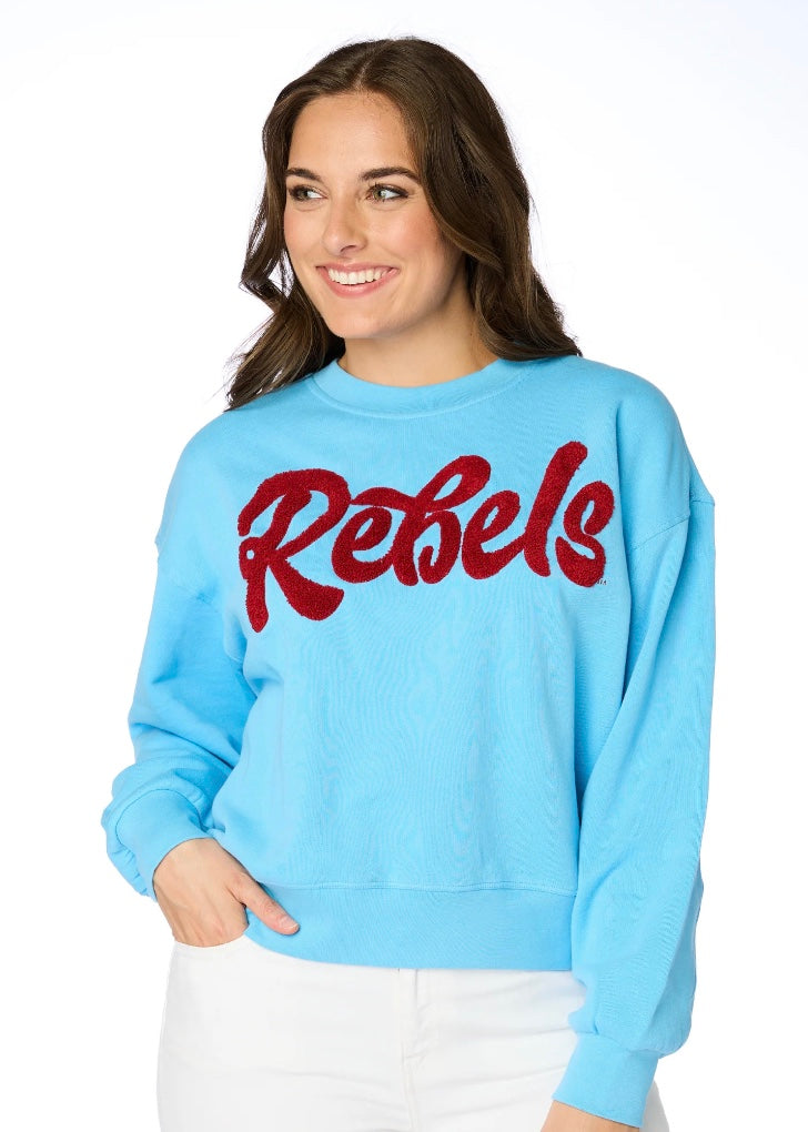 Stewart Simmons Ole Miss Powder Blue Varsity Sweatshirt