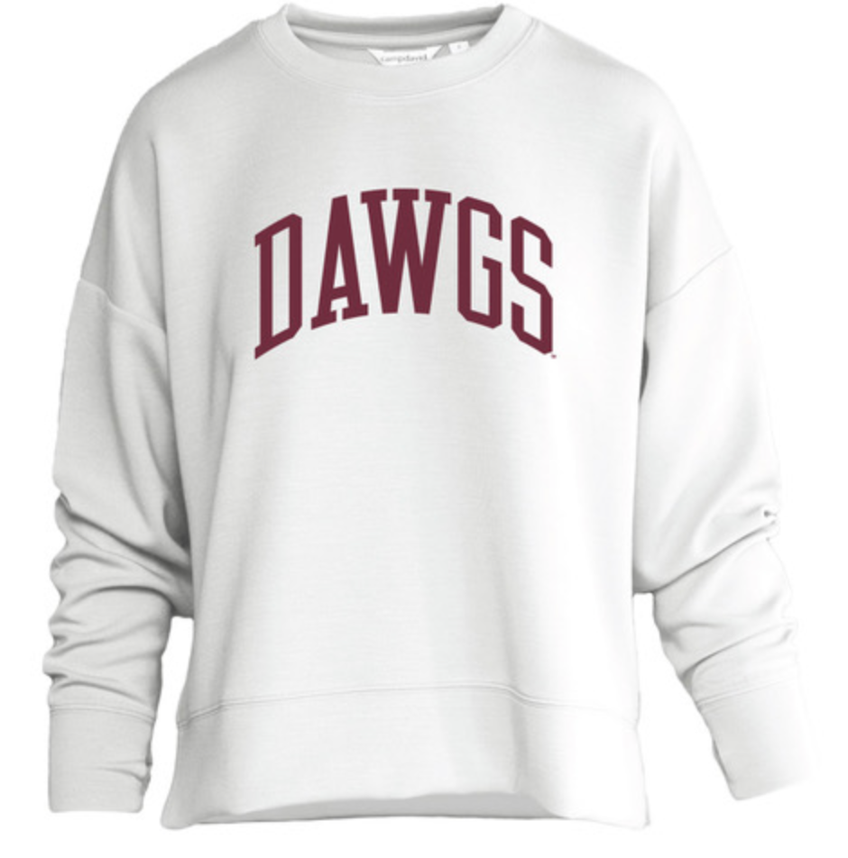 Camp David Mississippi State "Cashmere" Crew - Ivory with Maroon DAWGS