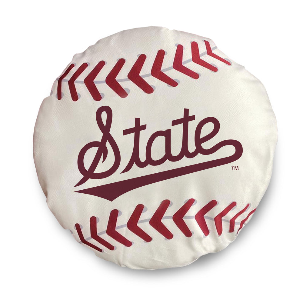 White Mississippi State Baseball Pillow