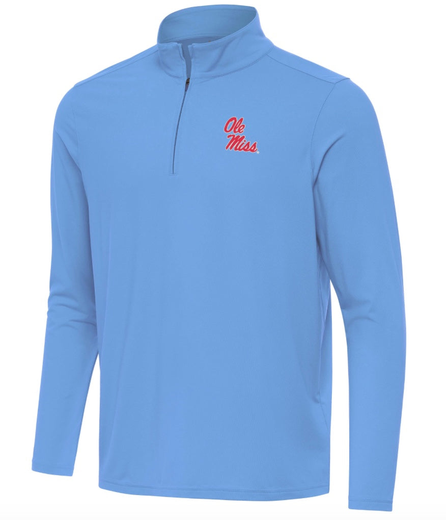 Antigua Ole Miss Intent 1/4 Zip - Powder Blue