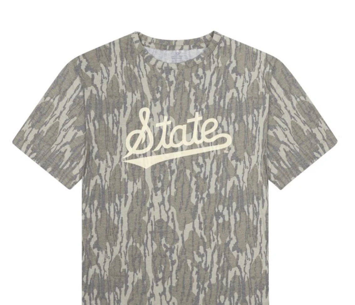 Mississippi State Mossy Oak Tee with State Script