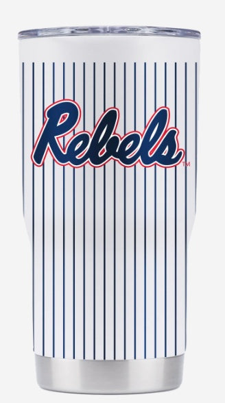 GameTime Ole Miss Baseball Pinstripe Tumbler With REBELS Script - 20 oz.
