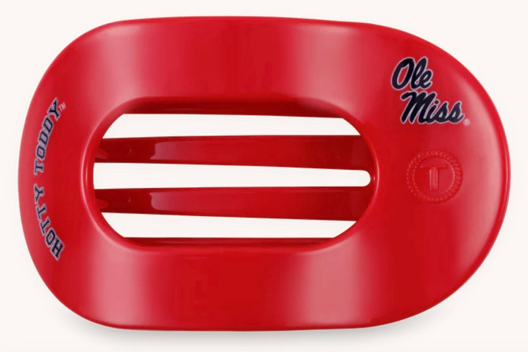Teleties Hotty Toddy Large Flat Round Hair Clip in Red and Blue
