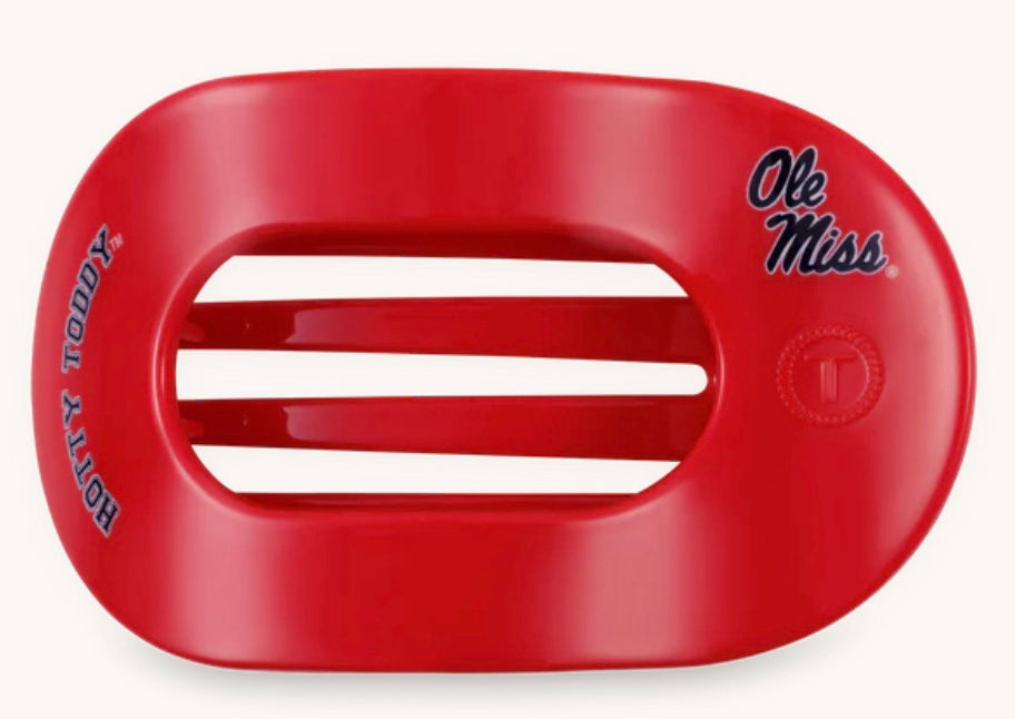 Teleties Hotty Toddy Medium Flat Round Hair Clip in Red and Blue