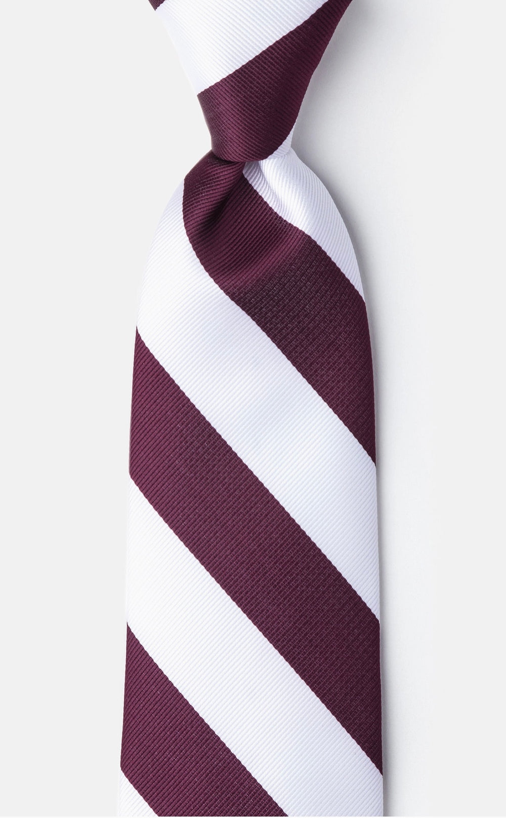 Maroon and White Bold Stripe Tie