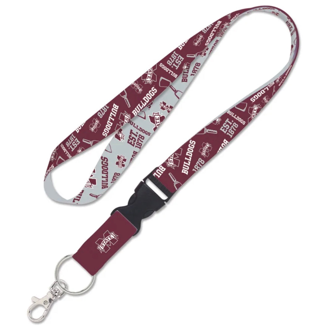 Mississippi State Lanyard Maroon and White