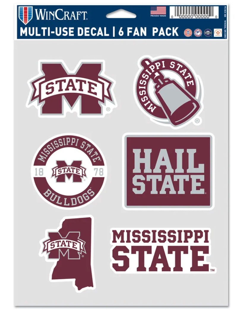 Mississippi State Multi-Use Decal Sheet - 6 Decals