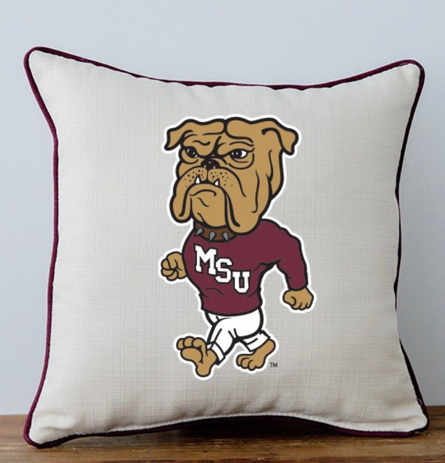 Little Birdie Mississippi State Walking Bully Pillow with Maroon Piping
