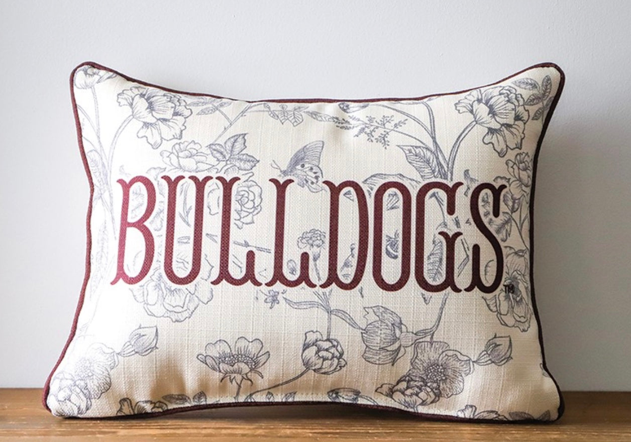Little Birdie Mississippi State Toile Pillow with Maroon Piping