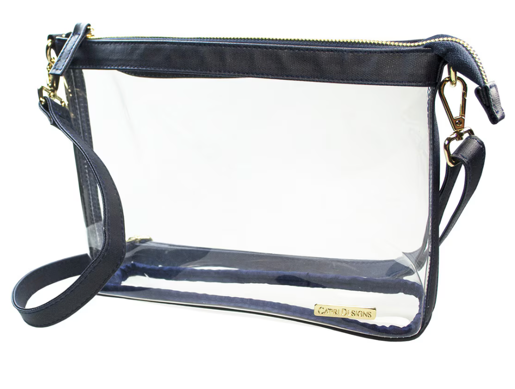 Large Crossbody Purse with Navy and Gold Accents