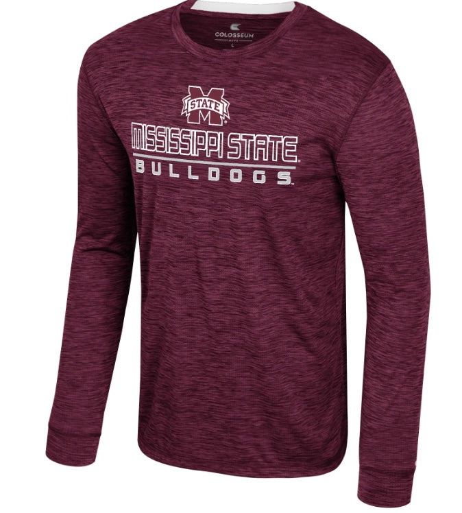Colosseum Mississippi State Men's Dri Fit Maroon Long Sleeve Tee