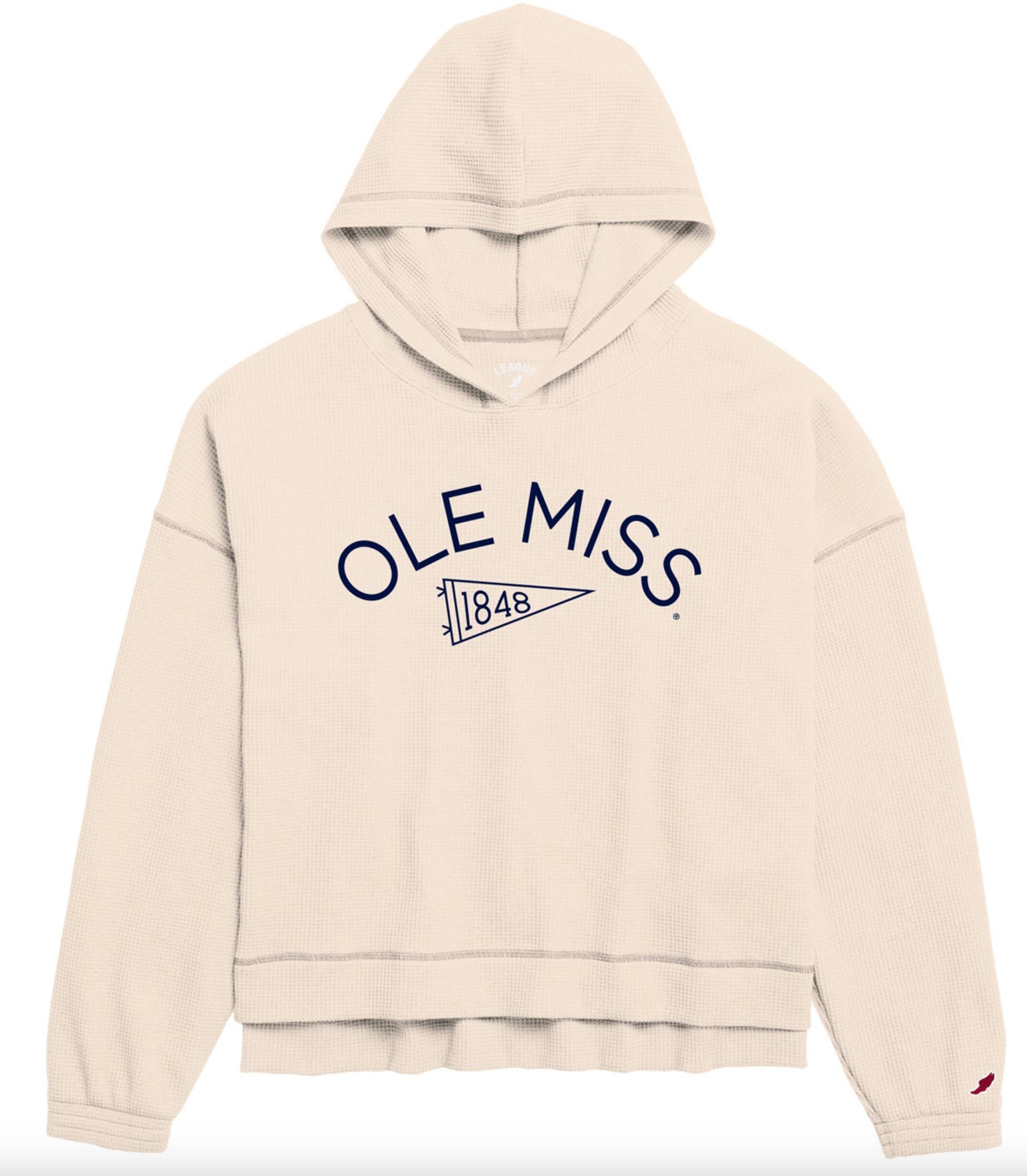 League Womens Ole Miss Ivory Waffle Oversized Hoodie