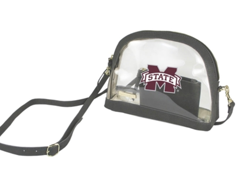 Capri Mississippi State Half Moon Crossbody Clear Purse