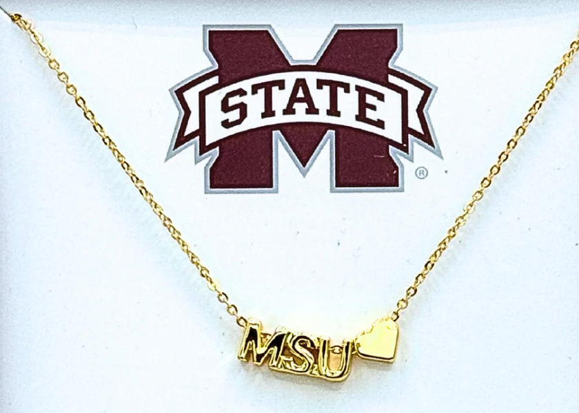 Mississippi State "I Love College" MSU Heart Necklace