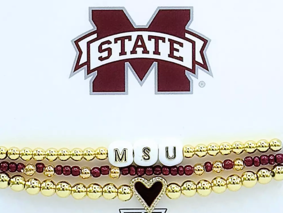 Mississippi State "Love My College" Bracelet Stack - Set of 3