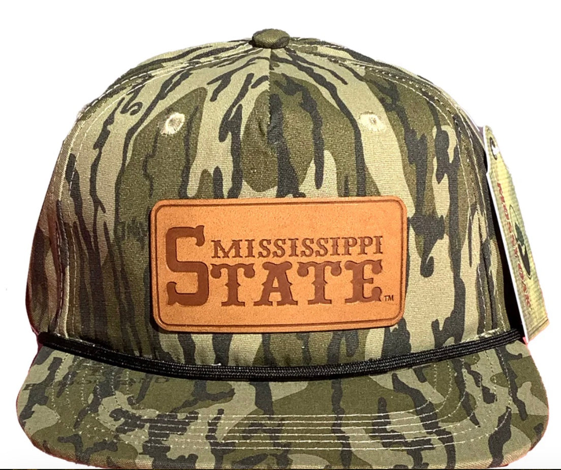 Speckle Bellies MSU Camo Leather Patch Rope Hat