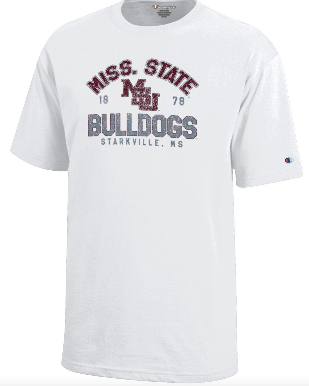 Mississippi State Youth Champion White Tee with Interlocking MSU