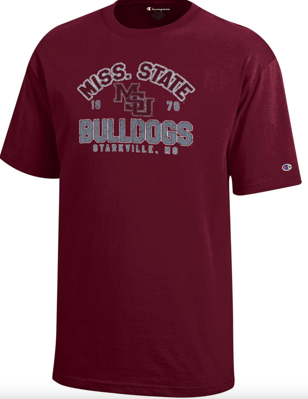 Mississippi State Youth Champion Maroon Tee with Interlocking MSU