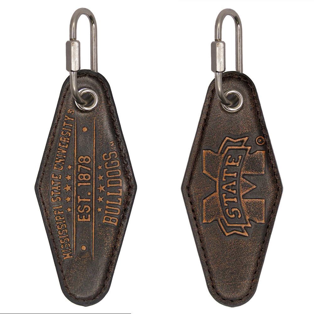 Zep Pro- Mississippi State Dark Brown Leather Key Chain