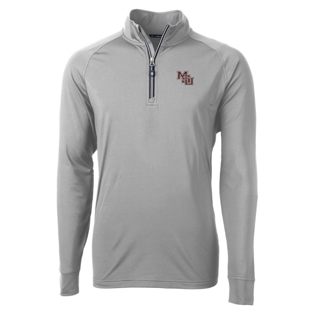 Cutter and Buck Mississippi State Gray 1/4 Zip with Interlocking MSU