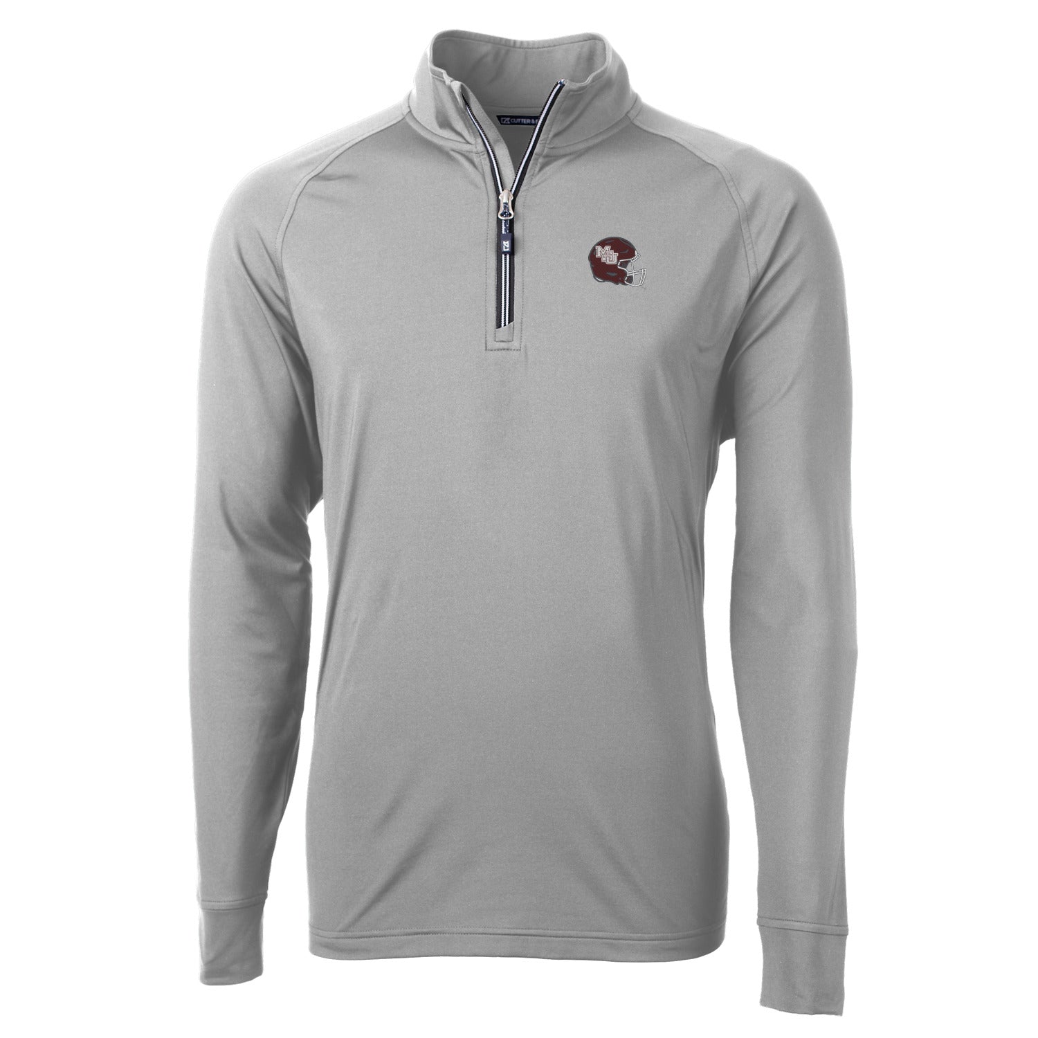 Cutter and Buck Adapt Eco Knit Gray 1/4 Zip with Helmet Design