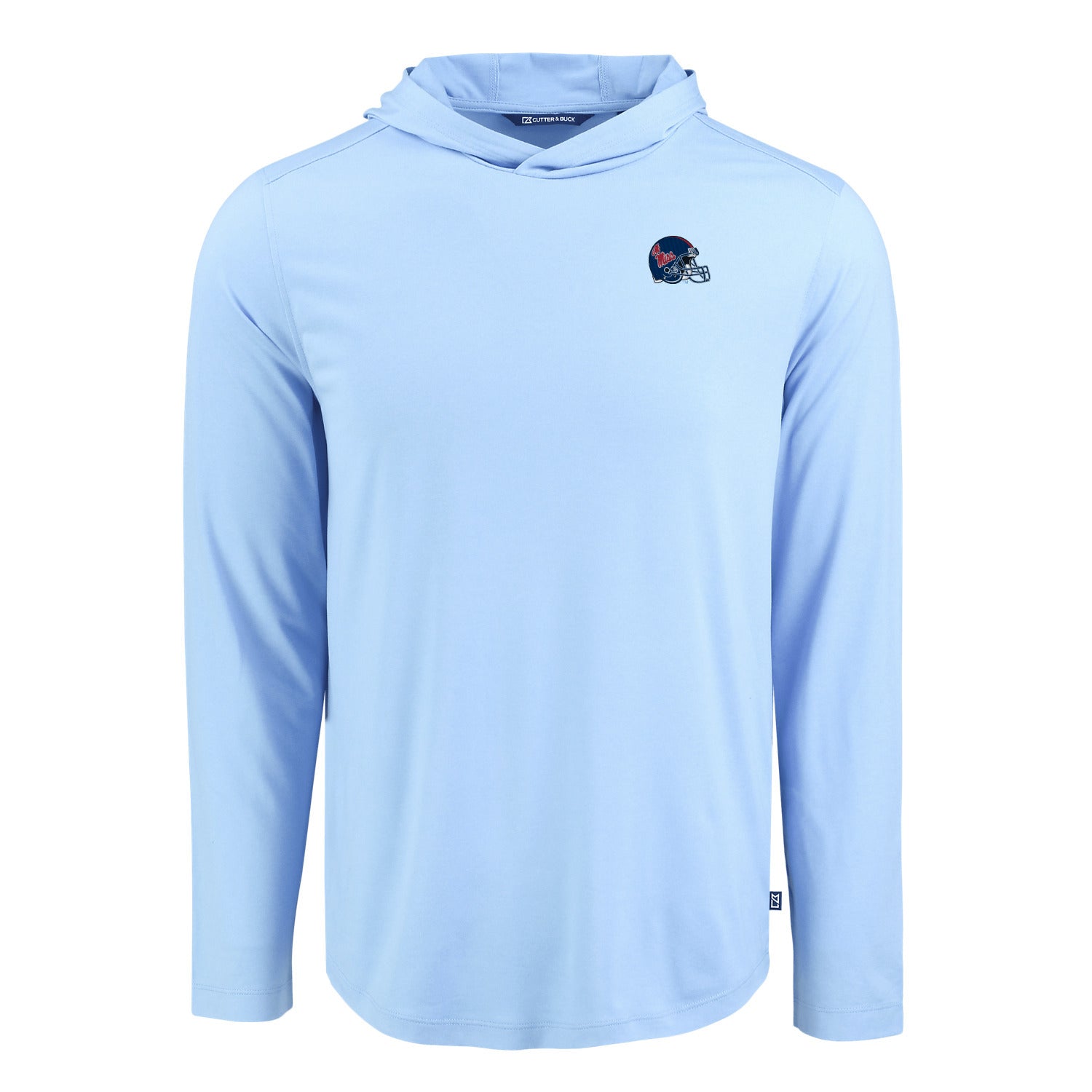 Cutter and Buck Powder Blue Hooded Shirt with Football Helmet