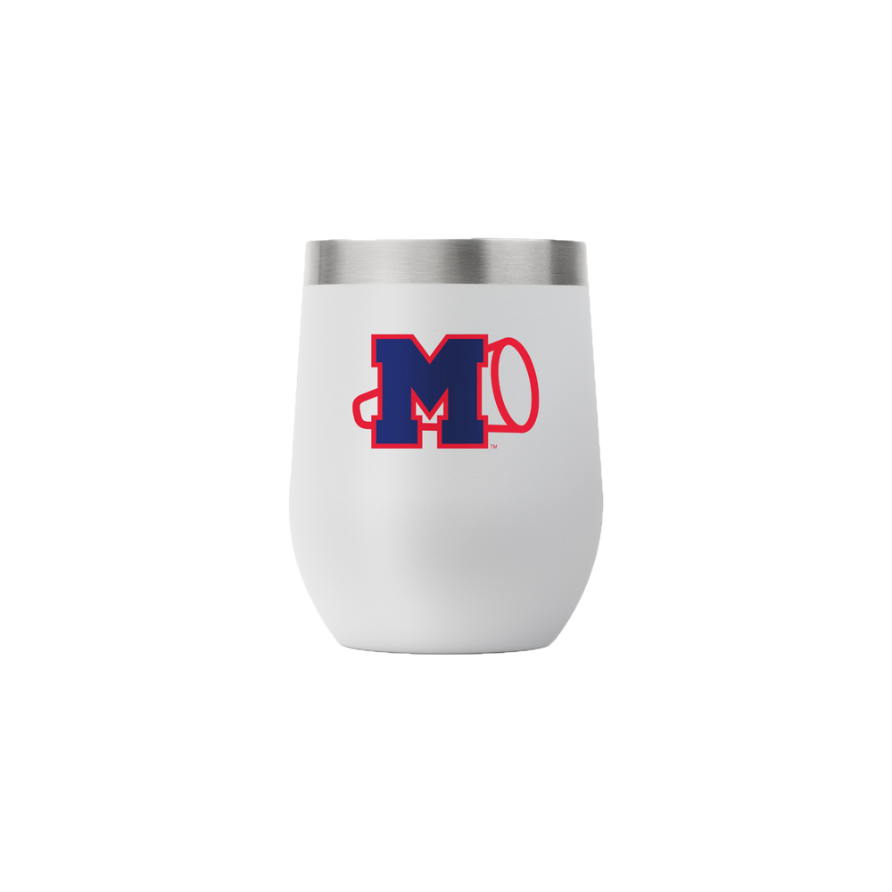 GameTime Ole Miss 12 oz. Light Gray Stemless - M with Megaphone