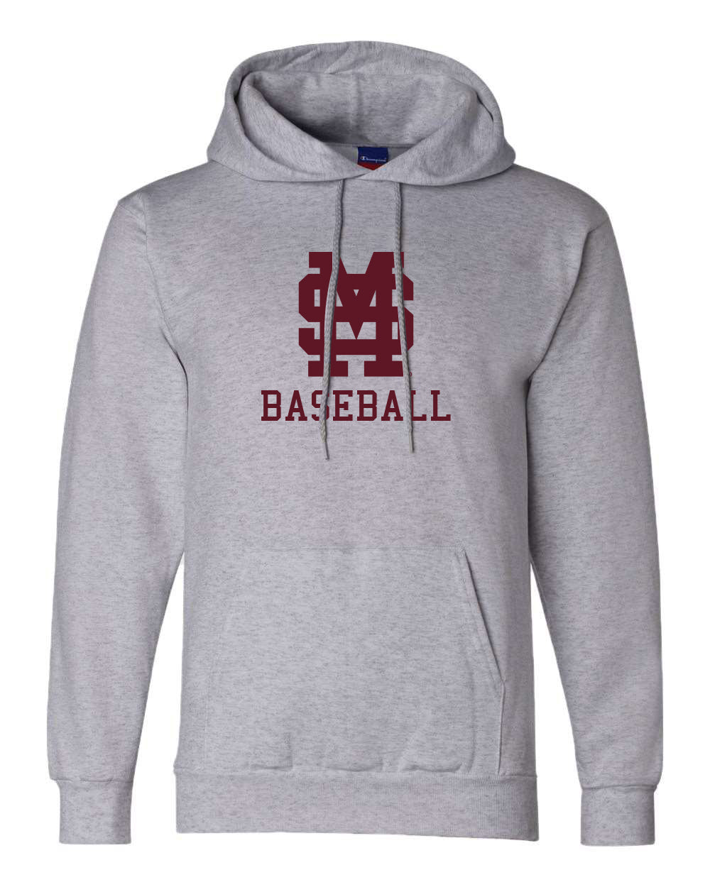 Champion Gray Mississippi State Hoodie with M over S Baseball