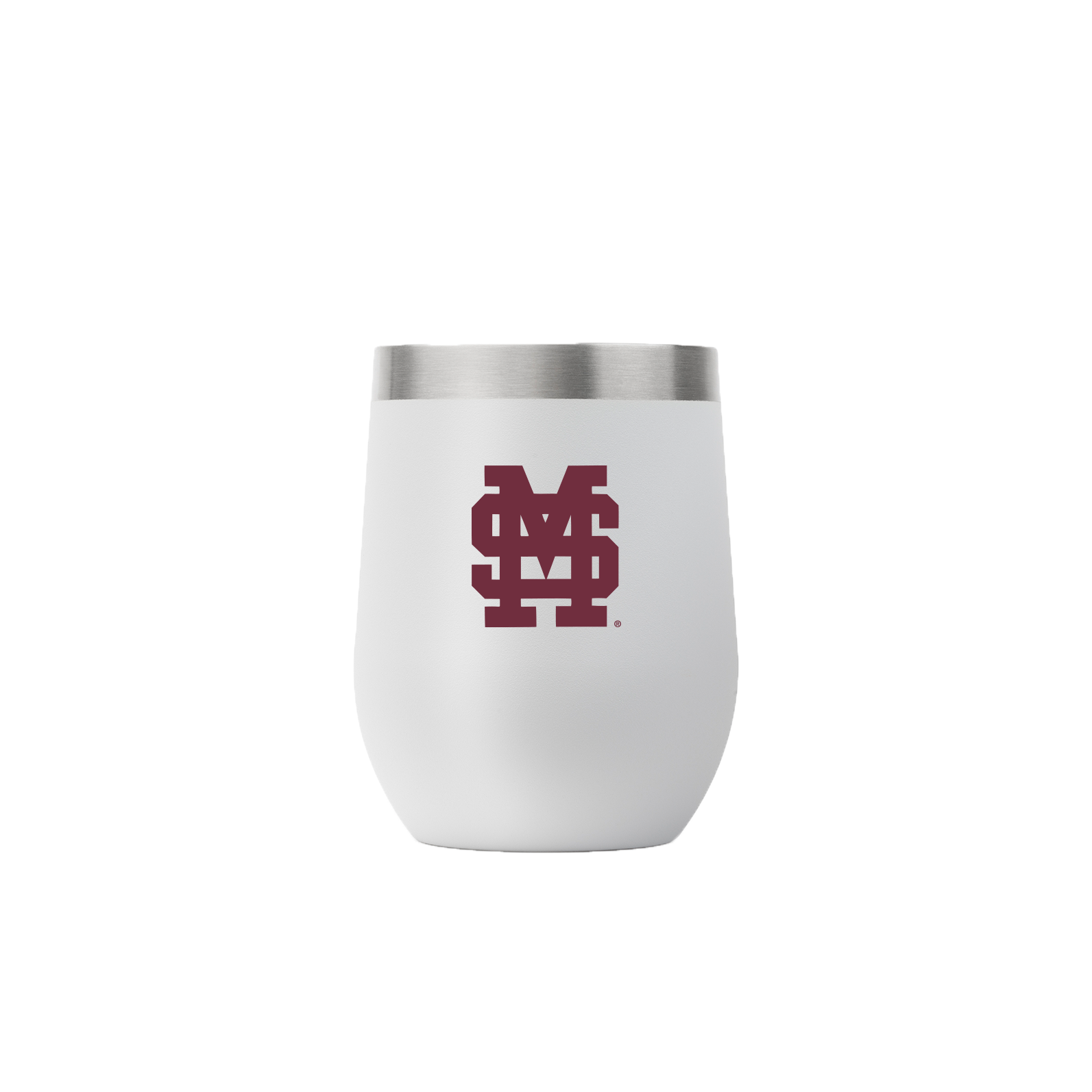 Mississippi State 12 oz Stemless M over S Wine Glass