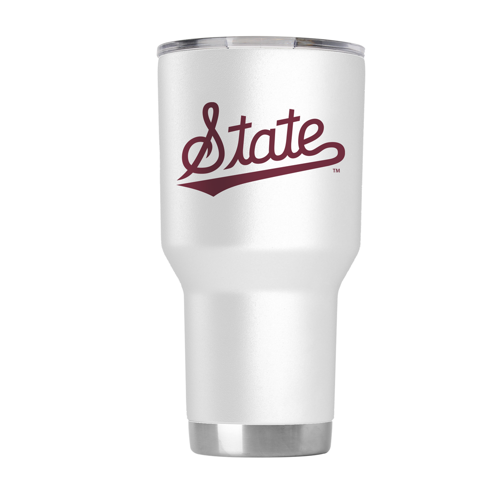 Game Time 30 oz White Mississippi State Tumbler with State Script