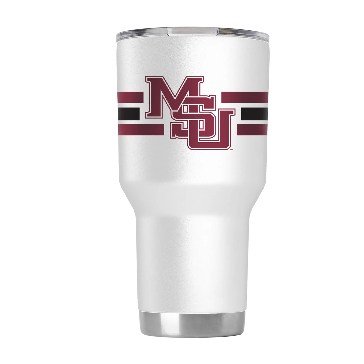 Gametime Mississippis State 30oz. White Tumbler Interlocking MSU with Stripes
